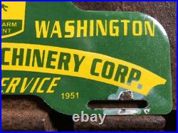 Vintage John Deere Davenport Washington 10 Porcelain Sign Car Tag Topper