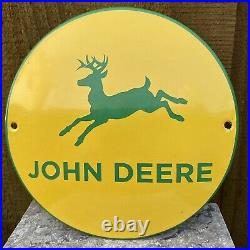Vintage John Deere Dome Porcelain Metal Sign Farm Tractors Agriculture Farming