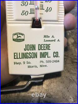 Vintage John Deere Ellingson Morris Minn 4 Legged Deer tin sign thermometer
