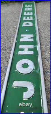 Vintage John Deere Embossed Tractor Sign Gas Oil Can Garage Farm Rustic Decor