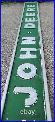 Vintage John Deere Embossed Tractor Sign Gas Oil Can Garage Farm Rustic Decor