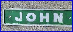 Vintage John Deere Embossed Tractor Sign Gas Oil Can Garage Farm Rustic Decor