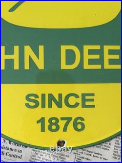 Vintage John Deere Farm Equipment 12 Inch Porcelain Enamel Sign