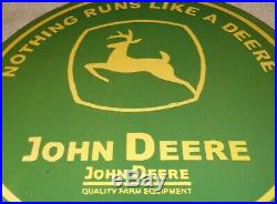 Vintage John Deere Farm Equipment 12 Porcelain Metal Tractor Gasoline Oil Sign
