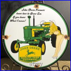 Vintage John Deere Farm Equipment Tractors 10 Porcelain Gas Oil Sign