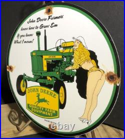 Vintage John Deere Farm Equipment Tractors 10 Porcelain Gas Oil Sign