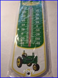 Vintage John Deere Farm Equipment Tractors 12x4 Metal Thermometer MINT IN BOX