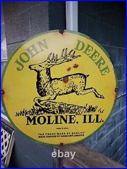 Vintage John Deere Farm Implement Porcelain 30 Tractor Dealer Porcelain Sign