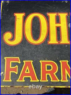 Vintage John Deere Farm Implement Porcelain Sign, Double sided 24 x 72