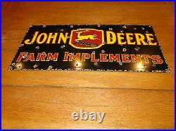 Vintage John Deere Farm Implements 18 Porcelain Metal Tractor Gasoline Oil Sign