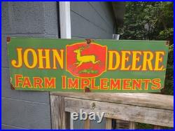 Vintage John Deere Farm Implements 36 X 12 Porcelain Metal Tractor? Sign