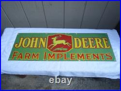 Vintage John Deere Farm Implements 36 X 12 Porcelain Metal Tractor? Sign