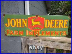 Vintage John Deere Farm Implements 36 X 12 Porcelain Metal Tractor? Sign