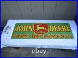 Vintage John Deere Farm Implements 36 X 12 Porcelain Metal Tractor? Sign
