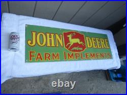 Vintage John Deere Farm Implements 36 X 12 Porcelain Metal Tractor? Sign