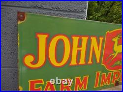 Vintage John Deere Farm Implements 36 X 12 Porcelain Metal Tractor? Sign