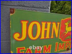 Vintage John Deere Farm Implements 36 X 12 Porcelain Metal Tractor? Sign