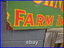 Vintage John Deere Farm Implements 36 X 12 Porcelain Metal Tractor? Sign