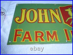 Vintage John Deere Farm Implements 36 X 12 Porcelain Metal Tractor? Sign