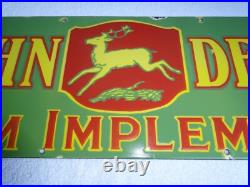Vintage John Deere Farm Implements 36 X 12 Porcelain Metal Tractor? Sign