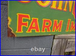 Vintage John Deere Farm Implements 36 X 12 Porcelain Metal Tractor? Sign