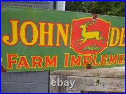 Vintage John Deere Farm Implements 36 X 12 Porcelain Metal Tractor? Sign