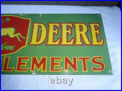 Vintage John Deere Farm Implements 36 X 12 Porcelain Metal Tractor? Sign