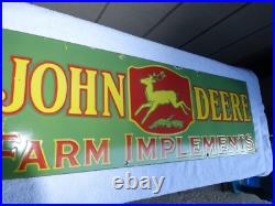 Vintage John Deere Farm Implements 36 X 12 Porcelain Metal Tractor? Sign