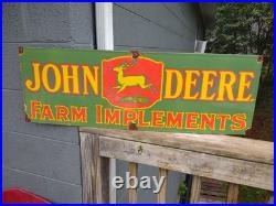 Vintage John Deere Farm Implements 36 X 12 Porcelain Metal Tractor? Sign