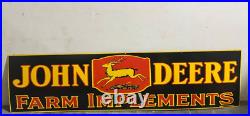 Vintage John Deere Farm Implements Gas & Oil Porcelain Enamel Sign 72x18