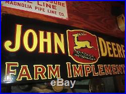 Vintage John Deere Farm Implements Porcelain Enamel Dealership Sign
