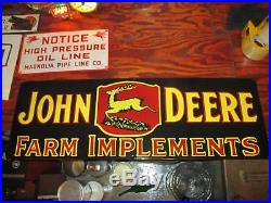 Vintage John Deere Farm Implements Porcelain Enamel Dealership Sign
