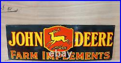 Vintage John Deere Farm Implements Porcelain Enamel Sign 36x12 Inches Vintage John Deere Farm Implements Porcelain Enamel Sign 36x12 Inches