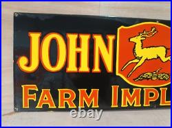 Vintage John Deere Farm Implements Porcelain Enamel Sign 36x12 Inches Vintage John Deere Farm Implements Porcelain Enamel Sign 36x12 Inches