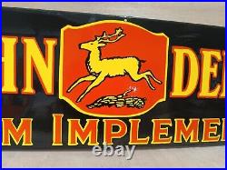 Vintage John Deere Farm Implements Porcelain Enamel Sign 36x12 Inches Vintage John Deere Farm Implements Porcelain Enamel Sign 36x12 Inches