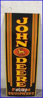 Vintage John Deere Farm Implements Porcelain Enamel Sign 48x18 Inches