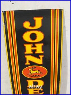 Vintage John Deere Farm Implements Porcelain Enamel Sign 48x18 Inches