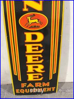 Vintage John Deere Farm Implements Porcelain Enamel Sign 48x18 Inches