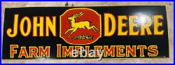 Vintage John Deere Farm Implements Porcelain Enamel Sign 72x24 Inch