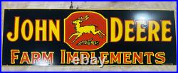 Vintage John Deere Farm Implements Porcelain Enamel Sign 72x24 Inch