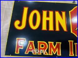 Vintage John Deere Farm Implements Porcelain Enamel Sign 72x24 Inch