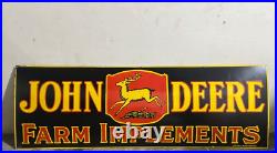 Vintage John Deere Farm Implements Porcelain Enamel Sign 72x24 Inches