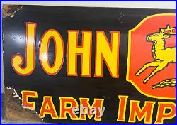 Vintage John Deere Farm Implements Porcelain Enamel Sign 72x24 Inches