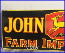 Vintage John Deere Farm Implements Porcelain Enamel Sign 72x24 Inches