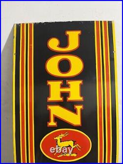 Vintage John Deere Farm Implements Porcelain Enamel Sign 72x24 Inches Vintage John Deere Farm Implements Porcelain Enamel Sign 72x24 Inches