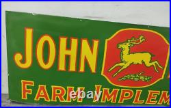 Vintage John Deere Farm Implements Porcelain Enamel Sign 72x24 Inches