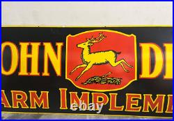 Vintage John Deere Farm Implements Porcelain Enamel Sign 72x24 Inches