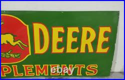 Vintage John Deere Farm Implements Porcelain Enamel Sign 72x24 Inches