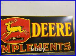 Vintage John Deere Farm Implements Porcelain Enamel Sign 72x24 Inches