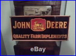 Vintage John Deere Farm Implements Porcelain Gas Auto Service Pump Plate Sign